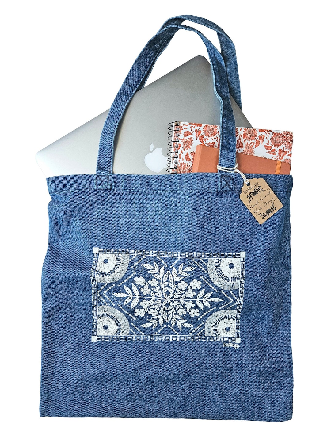【RONRON】24F/W★ RIBBON POINTED DENIM TOTE BAG RIBBON POINTED DENIM TOTE BAG MEDIUM BLUE - RONRON 론론