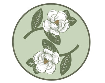 Magnolia sticker, circle 2x2 flower sticker