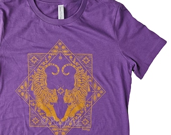 LSU women's and unisex tiger shirt - purple and gold graphic t-shirt