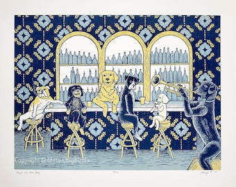 Hair of the Dog Block Print – Funny Dog Bar Art (11x14)