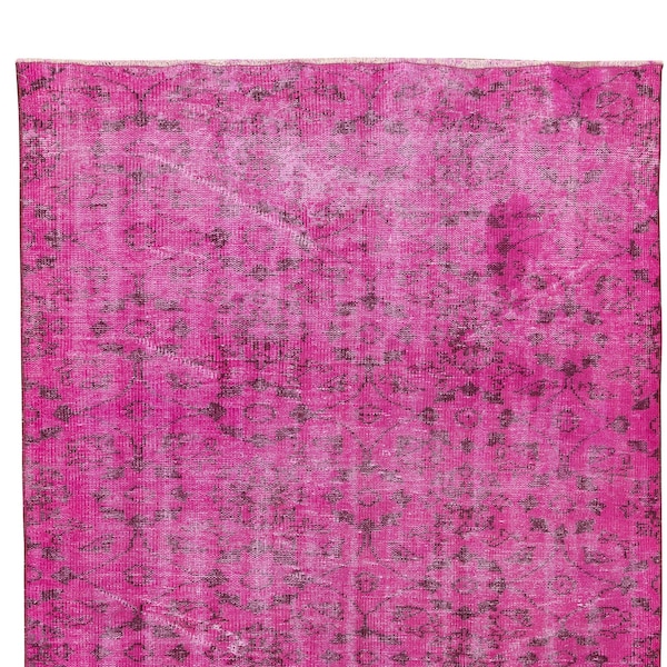 Rose Pink Overdyed Rug 4.9' x 7.9' (150 x 242 cm) Handmade Vintage Turkish Rug, Fuchsia Overdyed Rug, regalo para ella