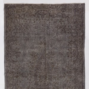 Gray Overdyed Rug 5'3" x 9'9" (164 x 302 cm) Turkish Handmade Rug, Gray Oushak Rug, Gray Handmade Carpet