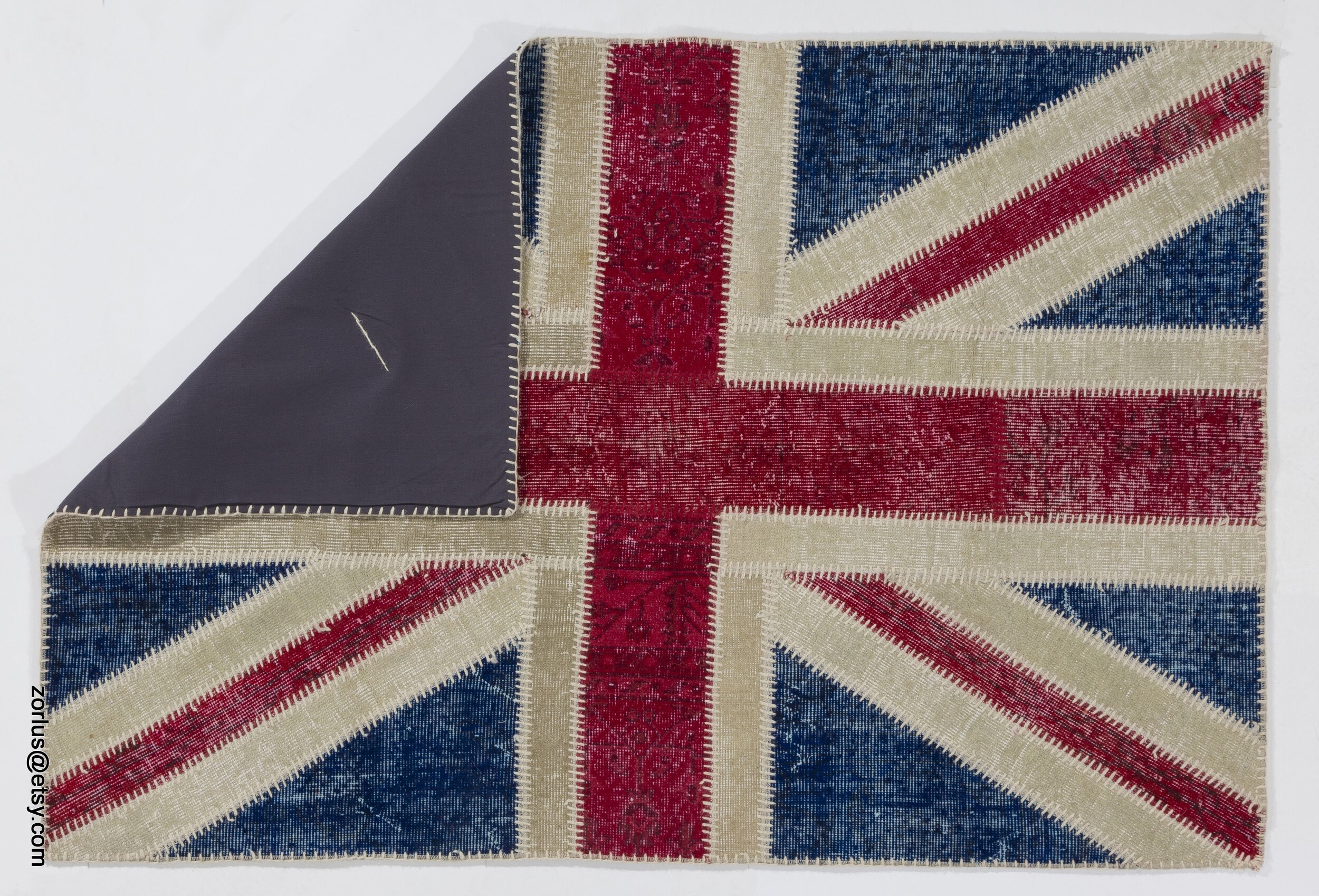 Union Jack Rugg Union Jack Rug: Patchwork British Flag Design, Vintage Turkish Rug - Etsy