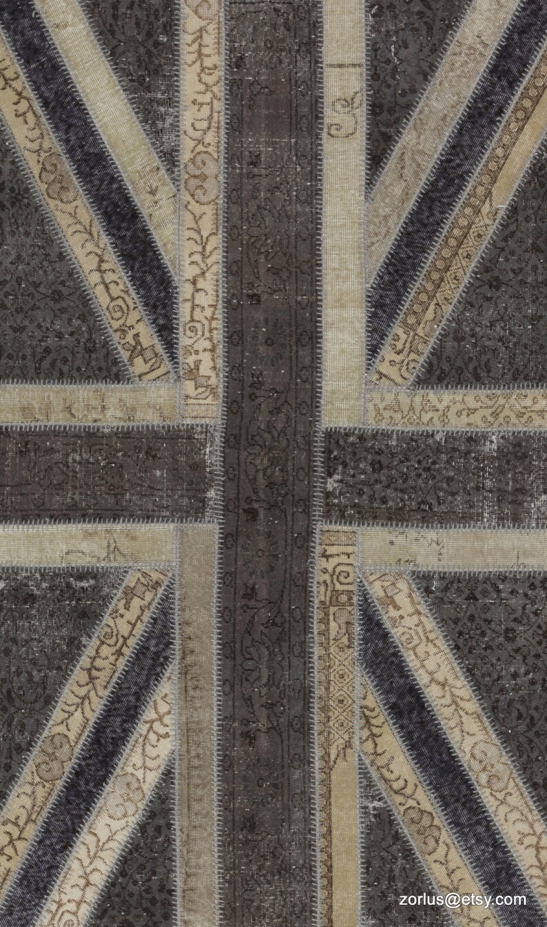 Union Jack Rug: Patchwork British Flag Design, Hand-knotted Turkish ...