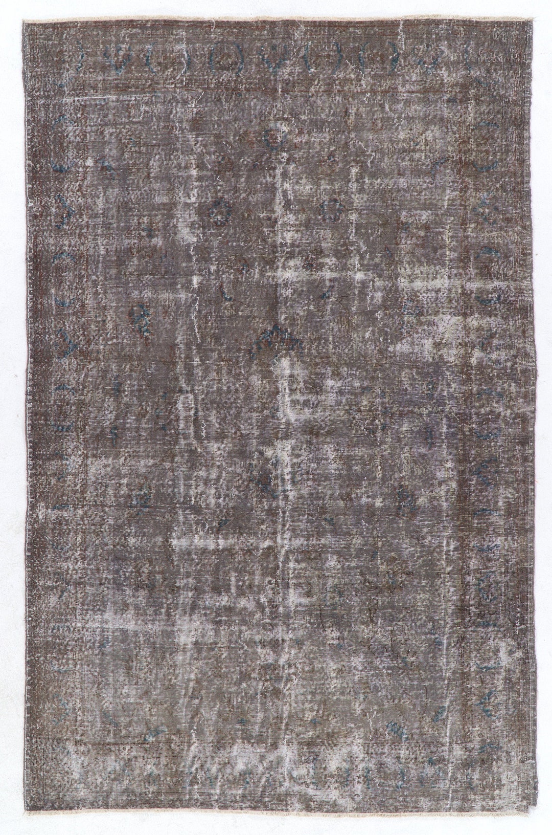 Gray Overdyed Rug 6'3 X 9'9 195 X 304 Cm Etsy