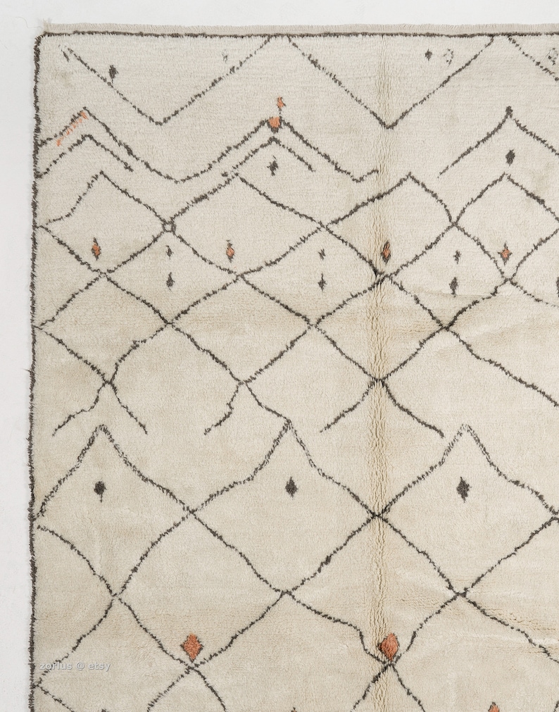 Beautiful Beni Ourain Rug Beige Moroccan Rug Large Art Etsy