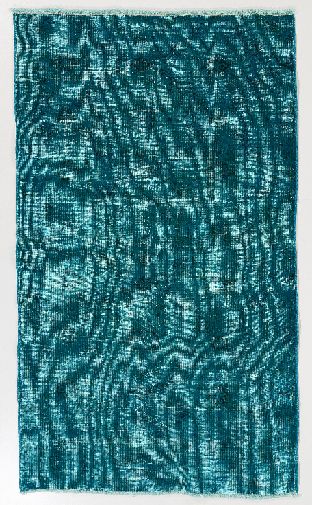 Turquoise Mediterranean Rug Turquoise Overdyed Turkish Rug: Handmade Vintage Wool (3'7 X 6') - Etsy