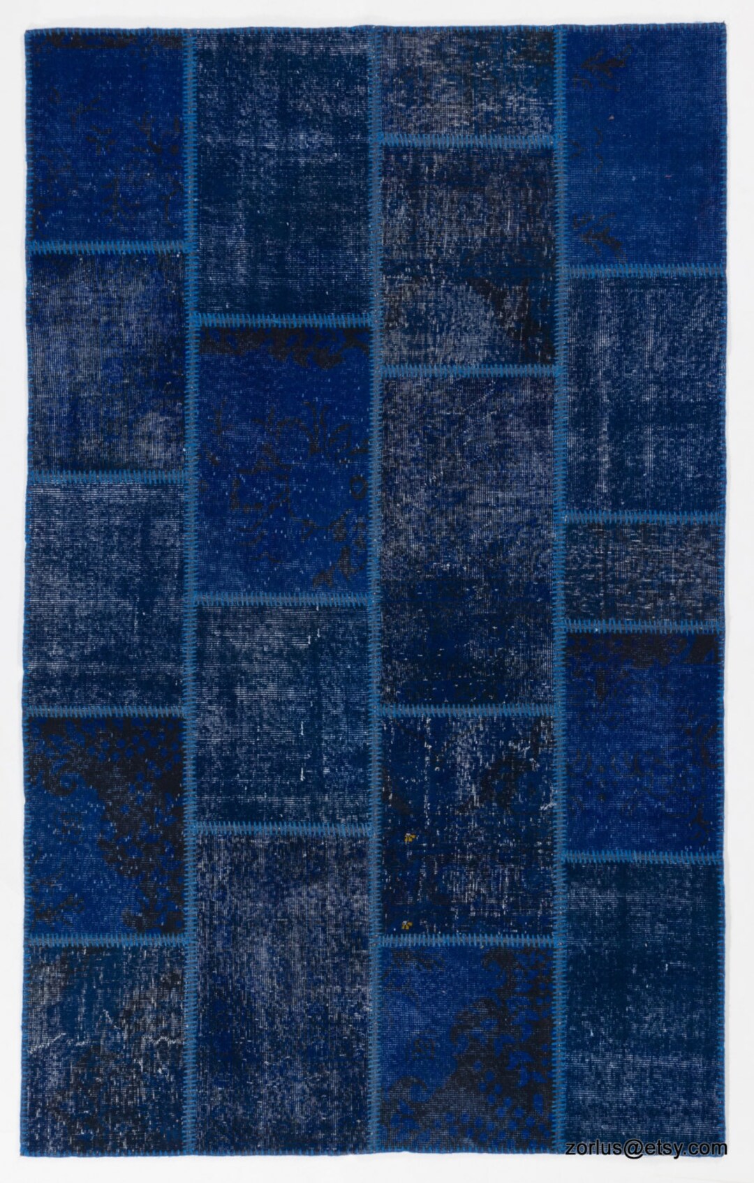 Navy Blue Handmade Turkish Patchwork Rug - Etsy