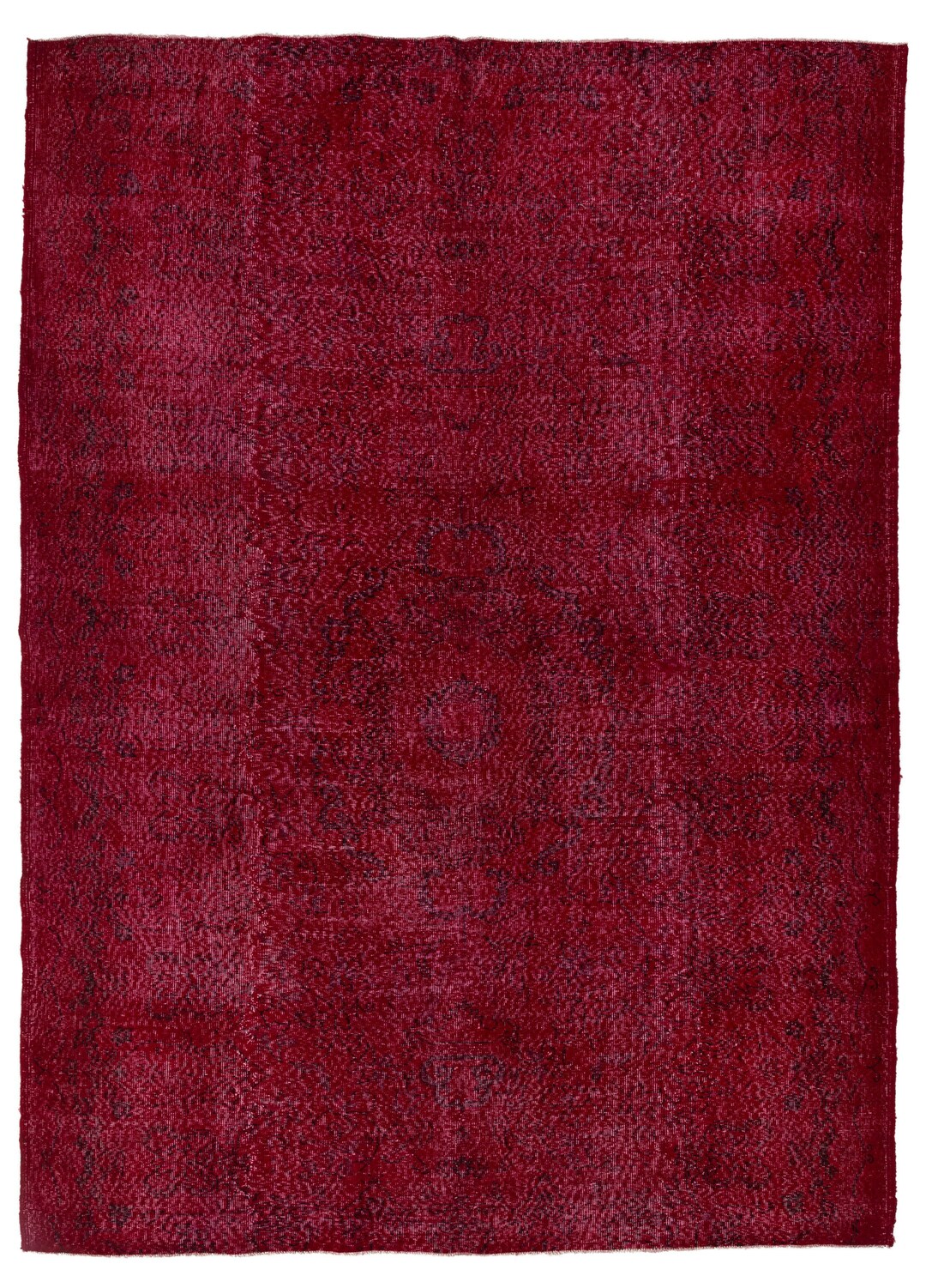 Red Overdyed Rug 7'3 X 9'9 223 X 302 Cm Etsy