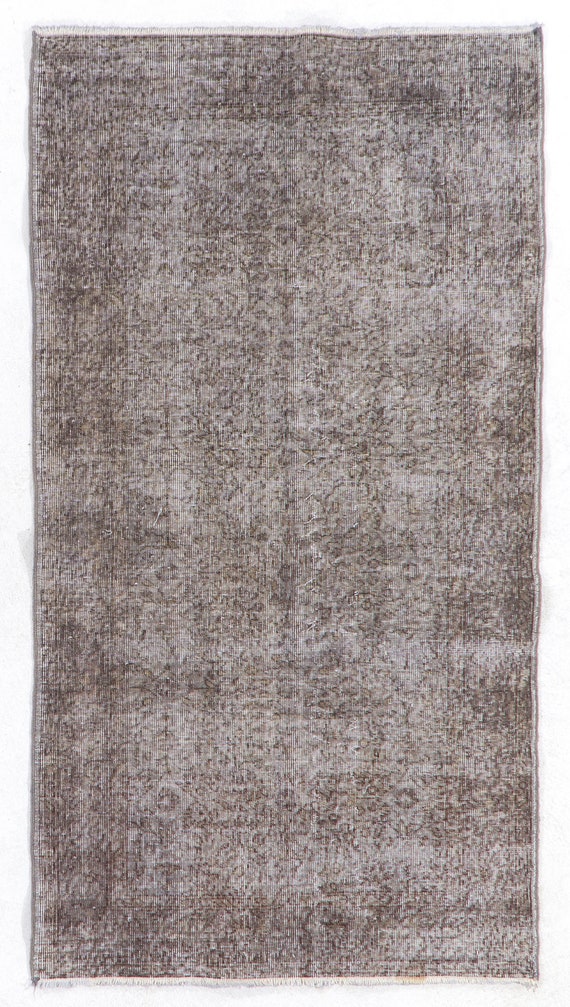 ヴィンテージ オーバーダイ ウシャック ラグ：ライトグレー ウール