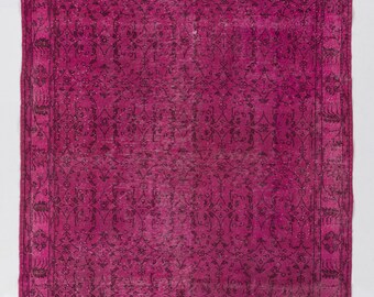 Overdyed tapis 5'8 "x 9'3" (175 x 283 cm) turque tapis fait à la main, rose Overdyed tapis