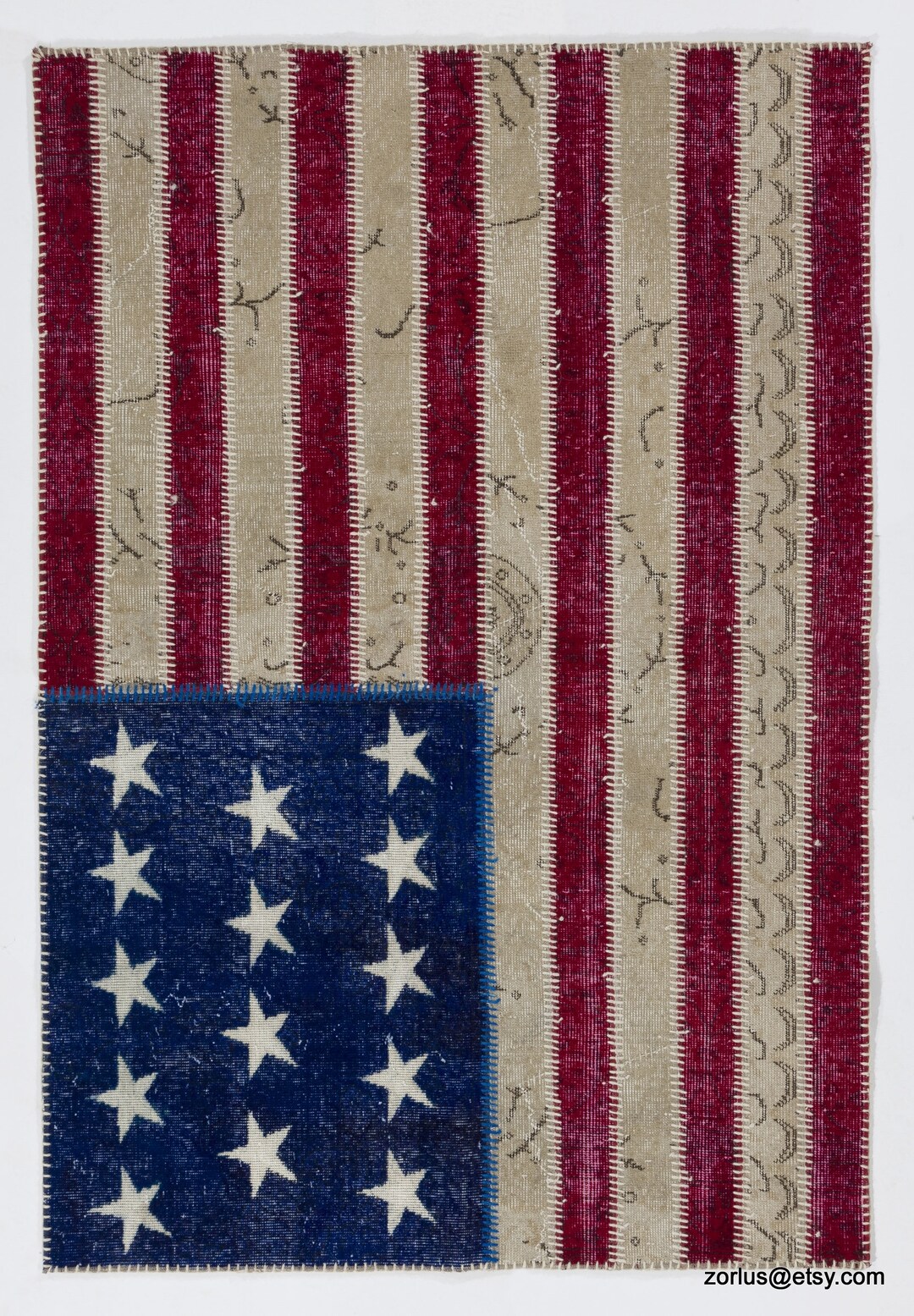 American Flag Design Patchwork Rug, Bright Colors - Etsy