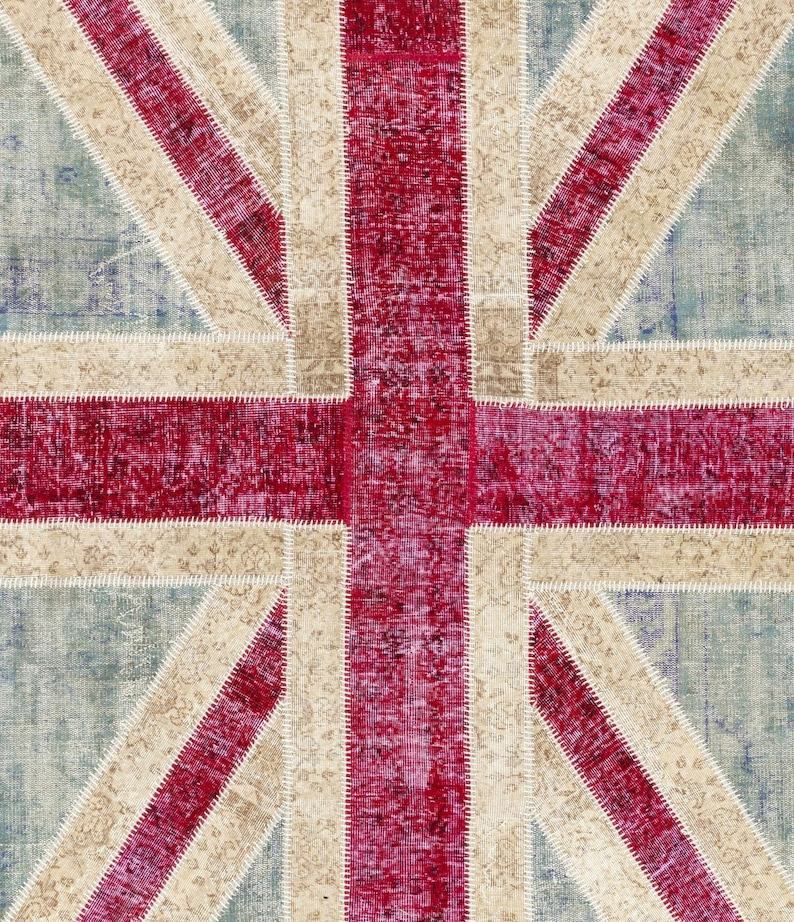 Union Jack British Flag Design Patchwork Rug Pastel Colors Etsy