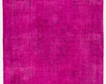 Overdyed tapis 7' x 10' (215 x 320 cm) turque à la main tapis Vintage, rose Overdyed tapis
