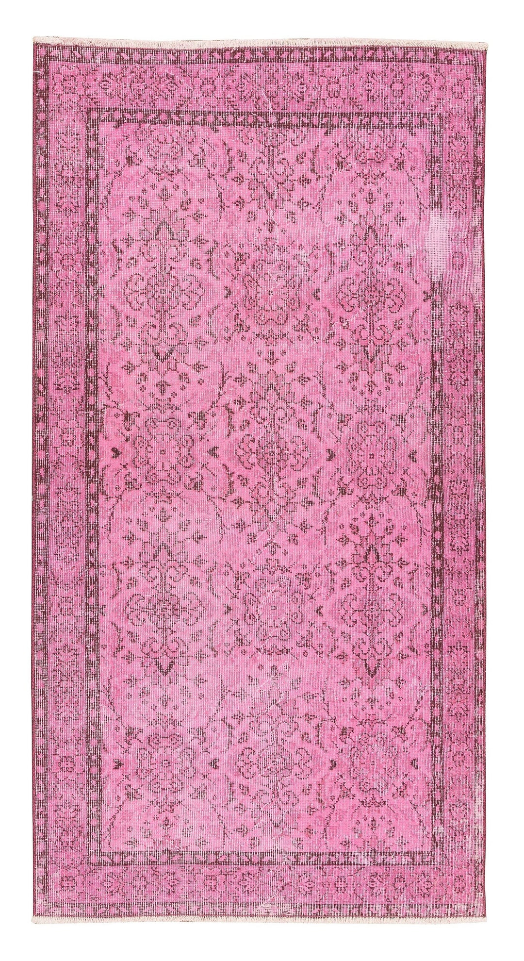Light Pink Overdyed Rug 3.7' X 6.9' (115 X 213 Cm) Turkish Handmade Rug ...