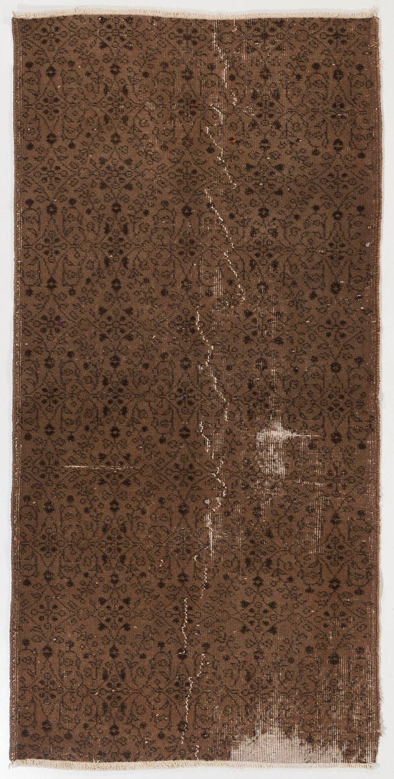 Brown Overdyed Rug 3 X 6 90 184 Cm Handmade - Rug 3 X 6 Brown Overdyed Rug 3 X 6 90 184 Cm Handmade - Rug 3 X 6