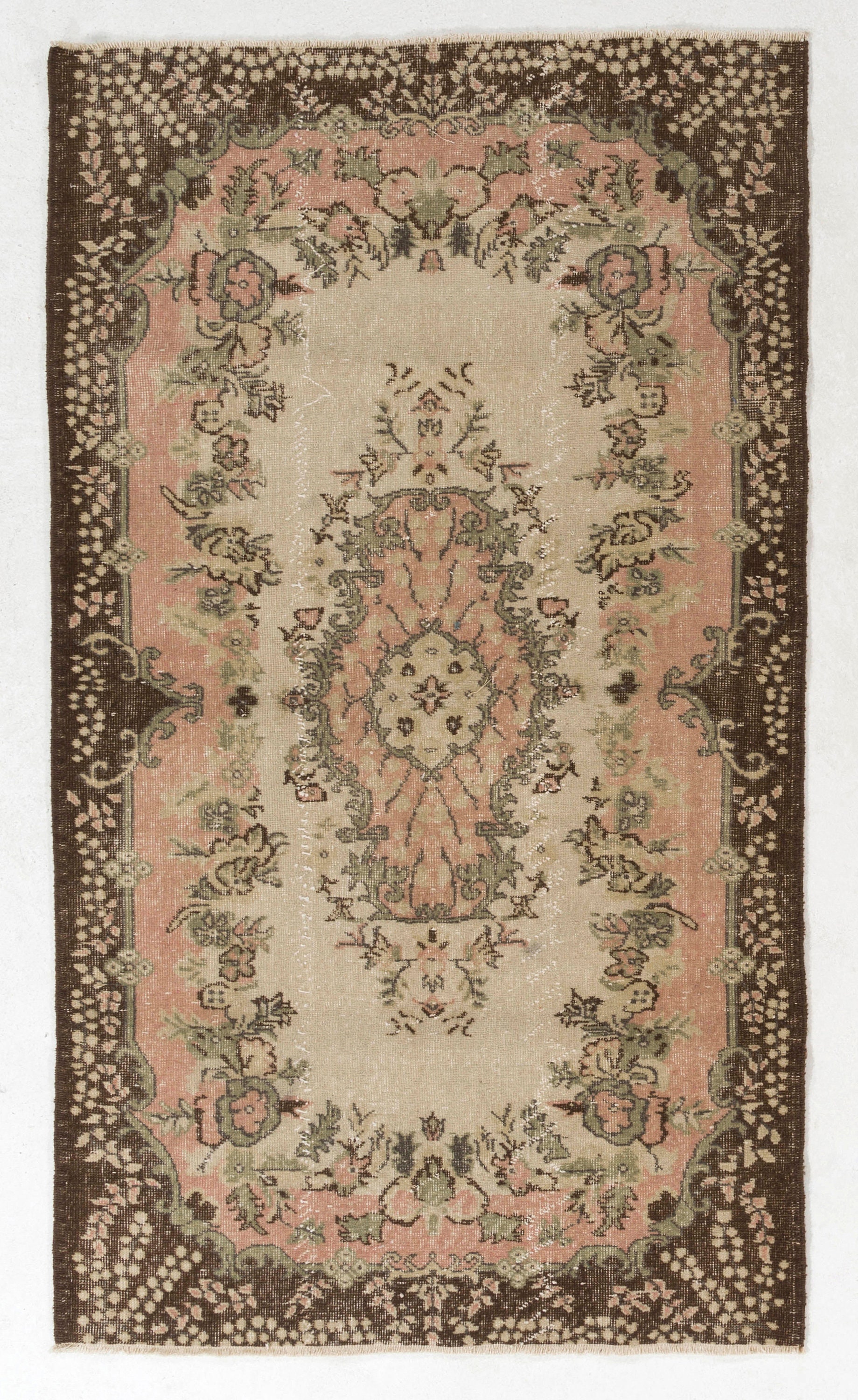 Beautiful Beige Vintage Rug, 4' X 7' (123 X 216 Cm) Turkish