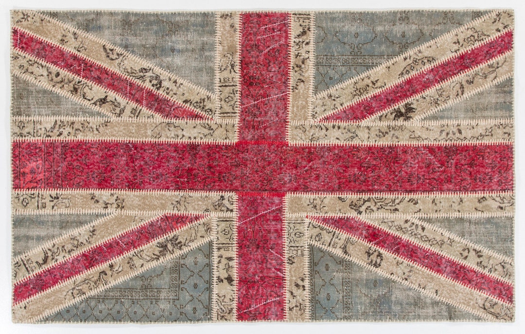 Union Jack Rugg Union Jack Rug: Patchwork British Flag Design, Hand-knotted Turkish Rug ...
