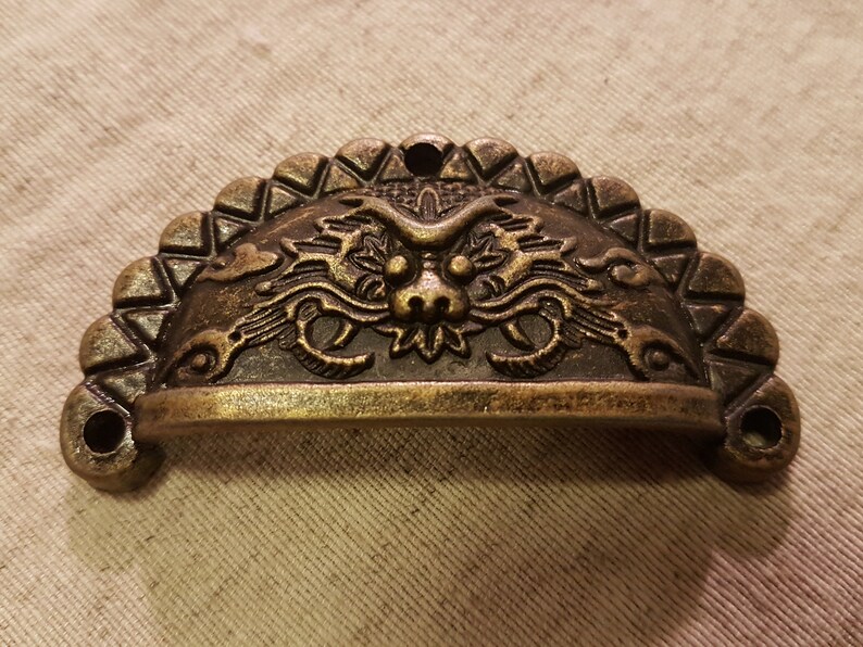Half Circle Drawer Pulls. Chinese Dragon Design. Suitable for Etsy