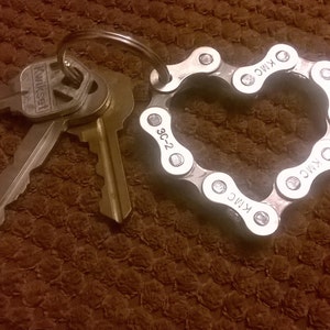 UpCycled Bike Chain Heart Keychain