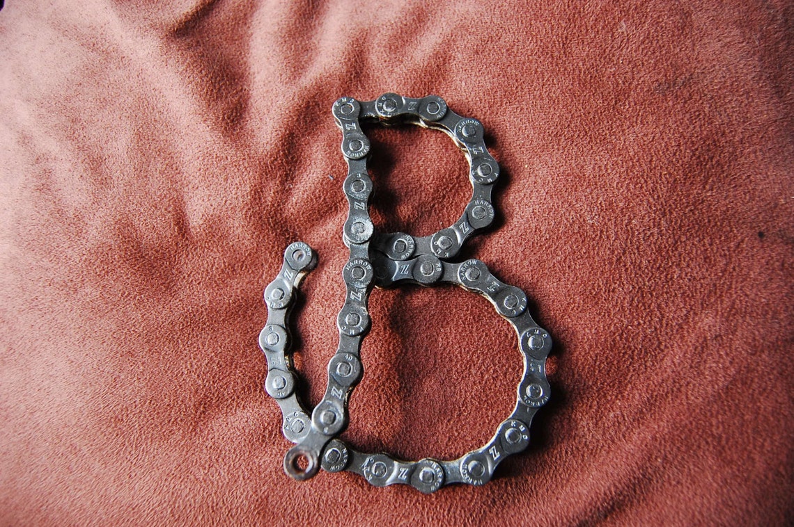 UpCYCLEd bike chain Custom Letters Etsy