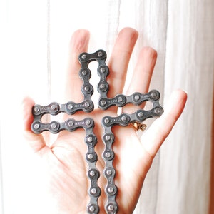 UpCYCLEd bike chain: Cross Sculpture Desk/wall art image 2