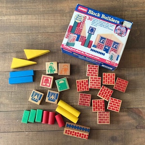 Playskool Block Builders, COMPLETE, 1986, Vintage Playskool Toy, Block Builders, Vintage Toy, Building Toy, Building Blocks, Kid&#39;s Toys