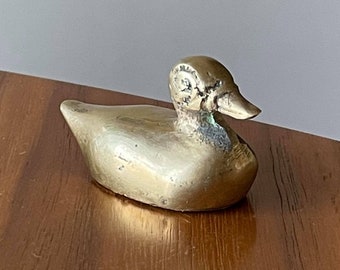 Brass Duck, Vintage Brass Decor, Vintage Brass, Miniature Brass Duck, Duck Knick Knack, Duck Decor, Duck, Brass