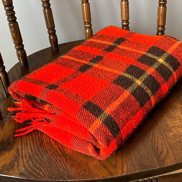 Vintage Plaid Wool Blanket, Faribo Wool Blanket, Made in USA, Faribault Woolen Mill Co., Minnesota Vintage Blanket, Vintage Wool Blanket