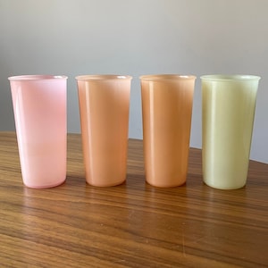 Vintage Tupperware Cups, Set of Four, Vintage Tupperware, Tupperware Tumblers, Vintage Cups, Rainbow Cups, Tupperware, Plastic Cup, #116