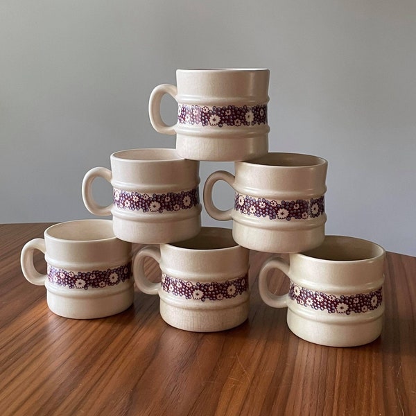 Vintage Carlton Ware England Mugs, Set of 6, Vintage Mugs, England, Floral Mugs, Vintage Mugs, Floral Mugs, Pottery Mugs, Vintage Kitchen