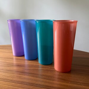 Vintage Tupperware Cups, Set of Four, Vintage Tupperware, Tupperware Tumblers, Vintage Cups, Rainbow Cups, Tupperware, Plastic Cup, 107