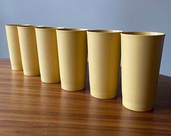 Vintage Tupperware Cups, Set of Six, Yellow, Vintage Tupperware, #873, Tupperware Tumblers, Vintage Cups, Rainbow Tupperware