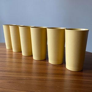 Vintage Tupperware Cups, Set of Six, Yellow, Vintage Tupperware, #873, Tupperware Tumblers, Vintage Cups, Rainbow Tupperware