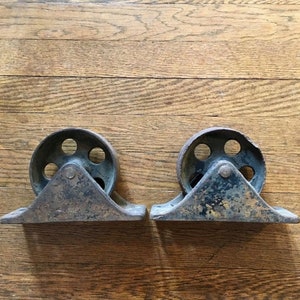 Vintage Wheels, Set of Two, Heavy, Metal, Rustic, Industrial, Door Stops, Book Ends