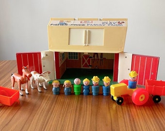 1960's Fisher Price Play Family Farm, Vintage Fisher Price, Fisher Price Farm, 1967, Vintage Farm Toy, Farm Toys, Farmer Toy