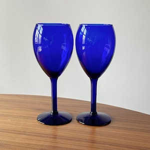 Vintage Cobalt Blue Glass Wine Glasses, Set of Two Styles, Cobalt Blue, Blue Glass, Blue Glass Wine, Wine Glasses, Wine
