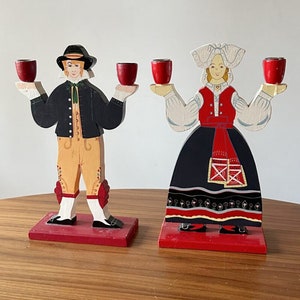 Vintage IKEA Lizzie Velander Swedish Design Man and Woman Candlestick Holders, Vintage IKEA, Swedish Christmas, Retro, Kitschy, Candlesticks