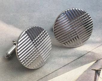 Vintage Cuff Links, Signed SWANK, Silver Tone, Vintage Cufflinks, Geometric Cuff Links