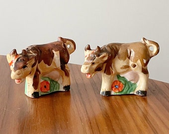 Vintage Cow Salt and Pepper Shakers, Multicolor Kitchen Decor