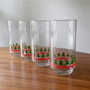 Vintage Libbey Holiday Winterland Glasses, Set of Four, Libbey Tumblers, Tall Glass, High Ball Glass, Vintage Glassware, Winter Wonderland