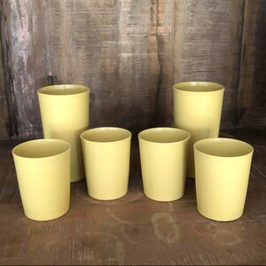 Vintage Tupperware Cups, Yellow, Set of Six, Vintage Tupperware, Tupperware Tumblers, Vintage Cups, Yellow Cups, Yellow Tupperware, Plastic