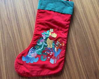 Vintage Pooh and Friends Christmas Stocking, Vintage Stocking, Crochet, Vintage Christmas, Christmas Decor, Pooh Christmas, Vintage Disney