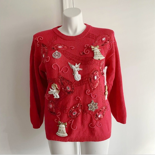 Ugly Christmas Sweater, Size Medium, Holiday Sweater, Cats, Holiday Cardigan, Christmas, Tacky Christmas Sweater, Christmas Cat, Cat Sweater