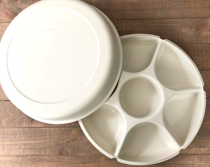 Tupperware Divided Veggie Tray With Lid Color Light Almond Etsy