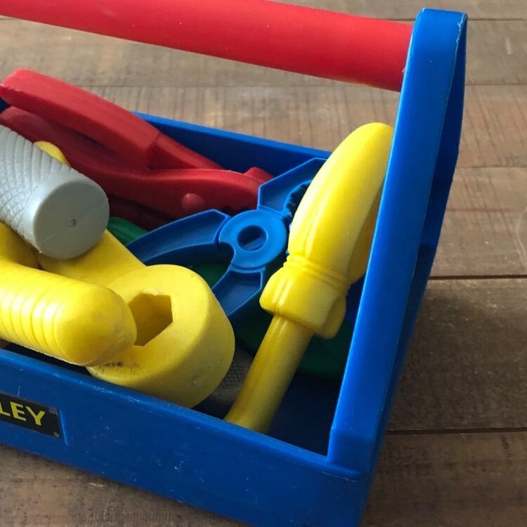 Conjunto de herramientas de juguete vintage, Herramientas de precio Fisher,  Conjunto de herramientas de juguete Stanley