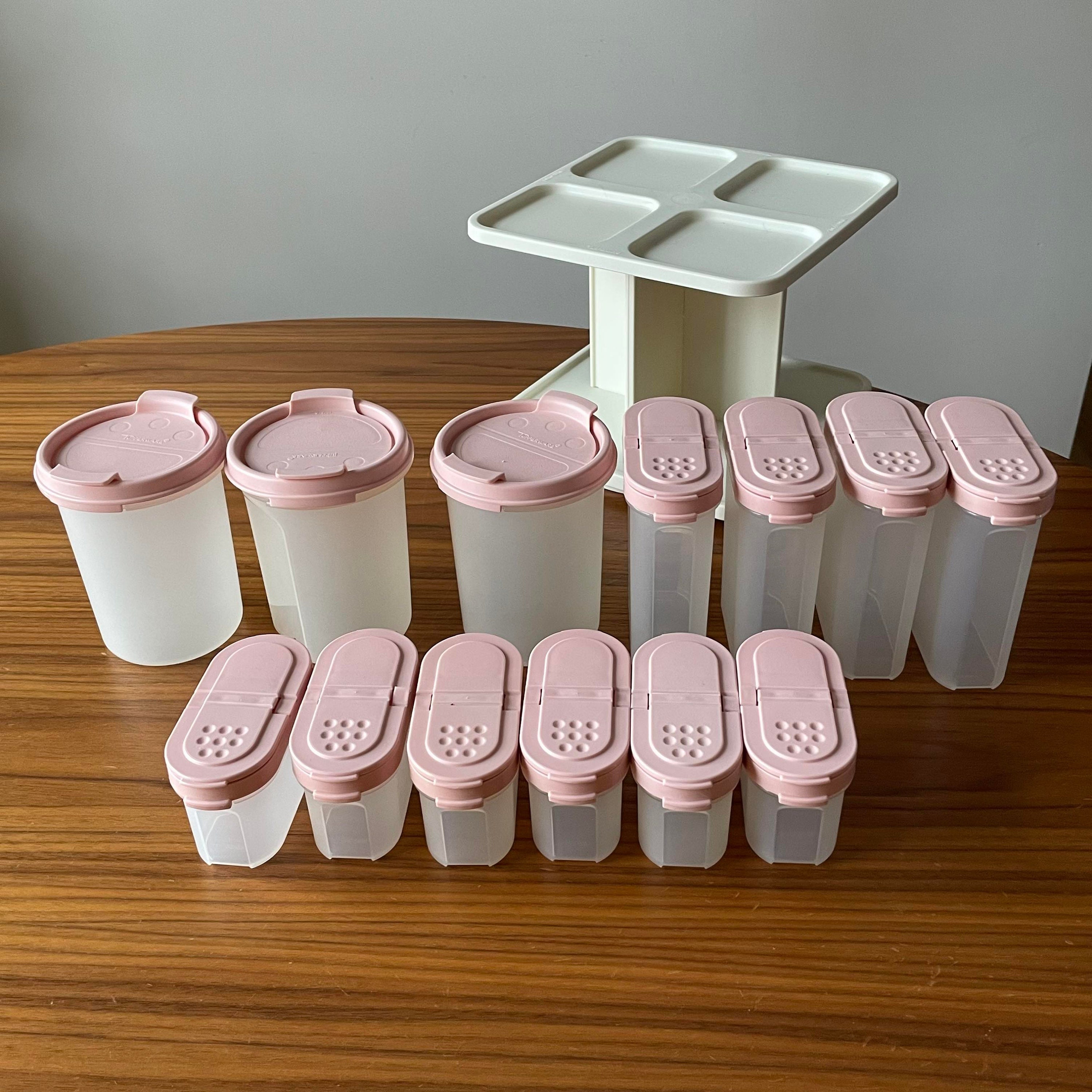 Tupperware Modular Mates Wall Mounted Spice Rack with Pink Lids