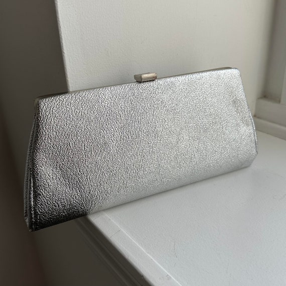 Vintage Silver Clutch, Vintage Purse, Vintage Clu… - image 1