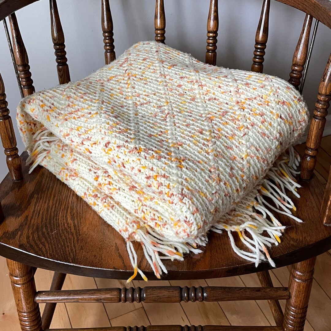 Vintage Afghan Blanket, Vintage Blanket, Vintage Afghan, Mid Century