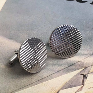 Boutons De Manchette Vintage – Argenté, Monogramme GHN, Style Art Déco, Occasion